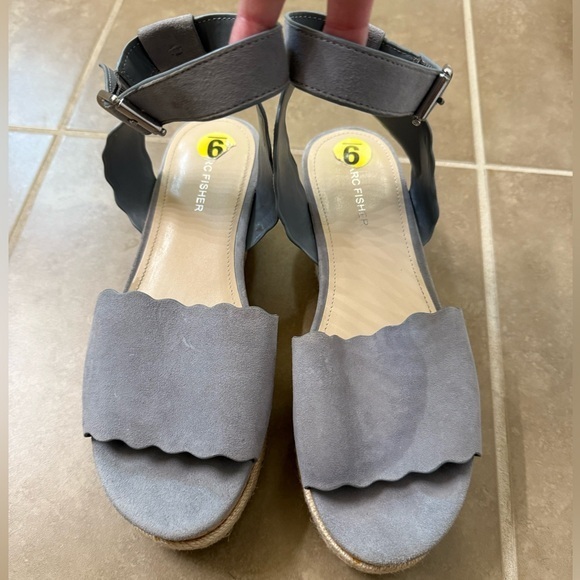 Marc Fisher Shoes - New Marc Fisher Faithful Suede Ankle Strap Grey Platform Sandals